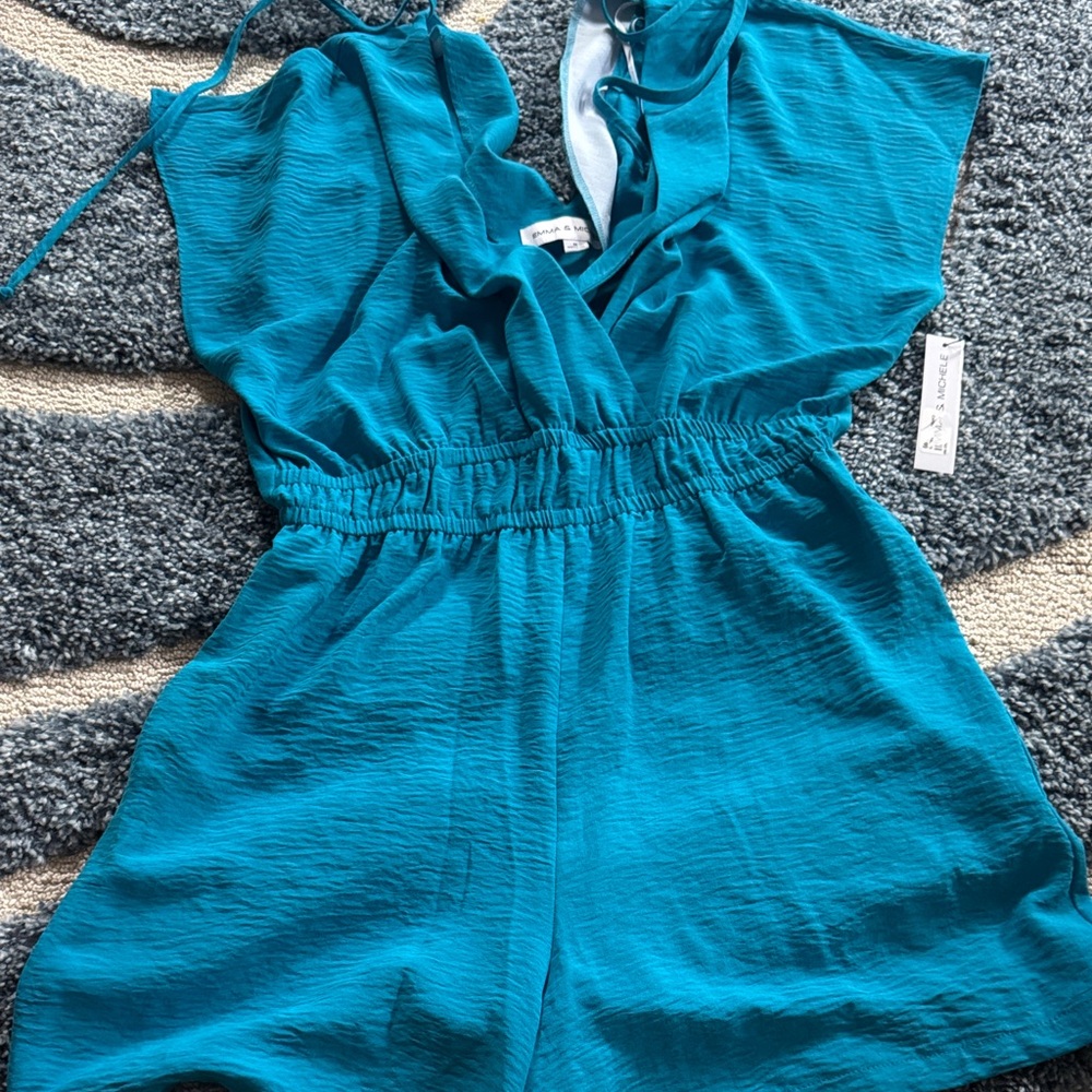 NWT..Emma & Michele Vibrant Teal Women’s Romper